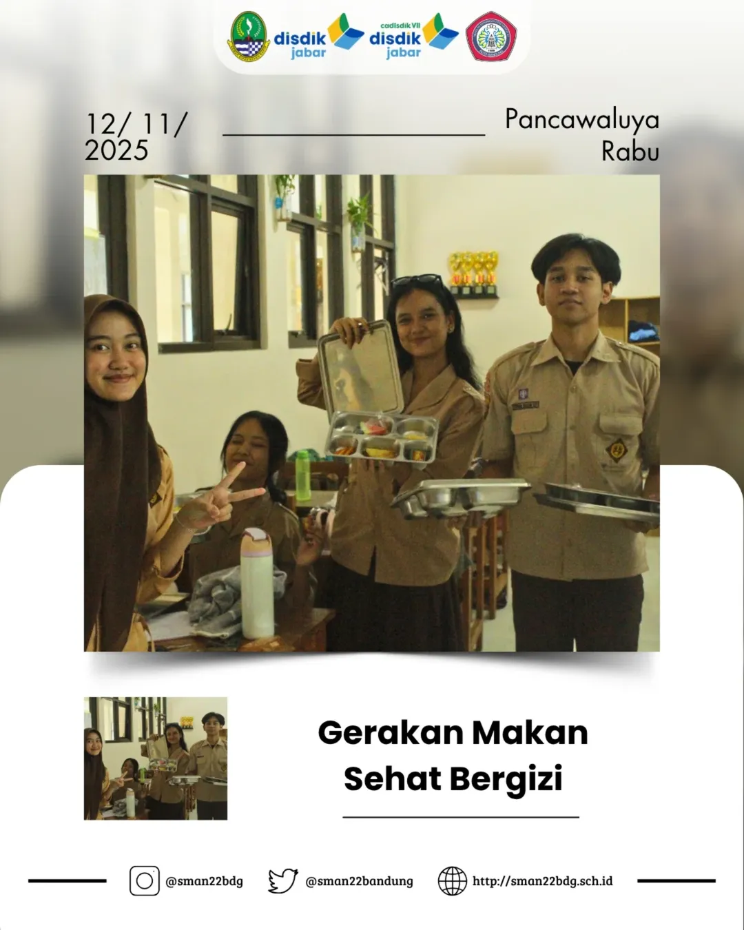 Agenda Pancawaluya Rabu: Gerakan Makan Sehat Bergizi di SMAN 22 Bandung